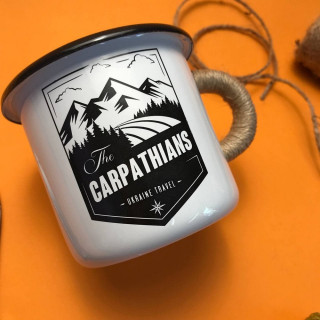 Емальована чашка з принтом "The Carpathians" біла, 400 мл Емальована чашка з принтом "The Carpathians" біла, 400 мл
