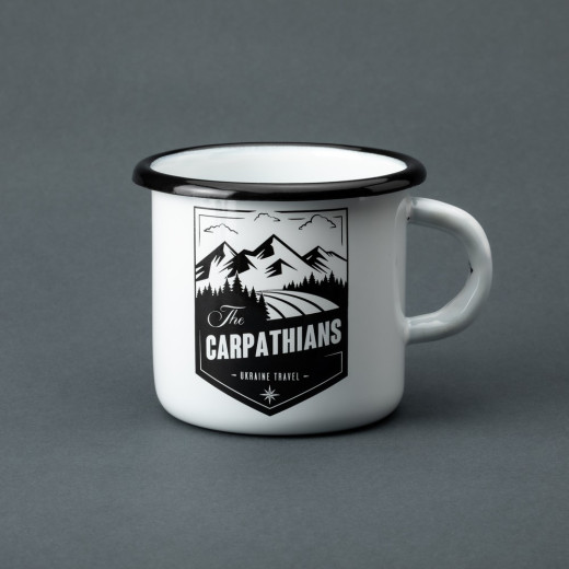 Емальована чашка з принтом "The Carpathians" біла, 400 мл Емальована чашка з принтом "The Carpathians" біла, 400 мл