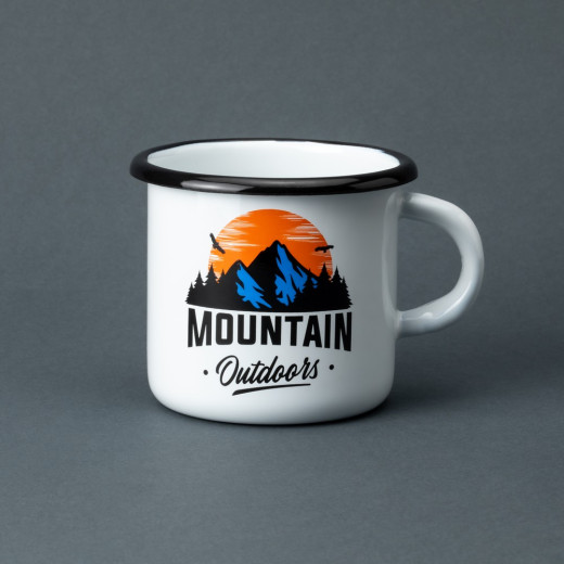Емальована чашка з принтом "Mountain outdoors", 400 мл