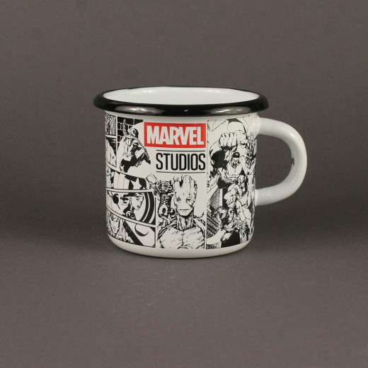 Емальована чашка з принтом "Marvel" біла, 400 мл