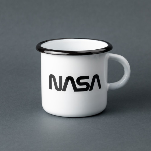 Емальована чашка з принтом "NASA" біла, 400 мл
