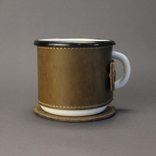 Шкіряна підставка костер під кухоль Enamel mug